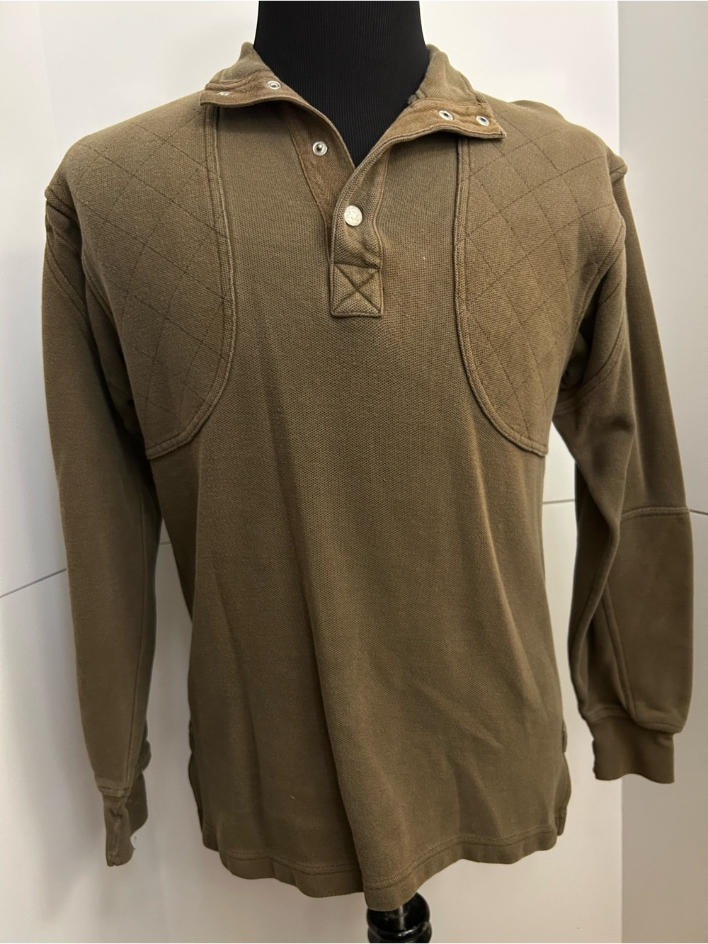Willis Geiger Quilted-Shoulder Long-Sleeve Shirt in Olive outdoor Hunting